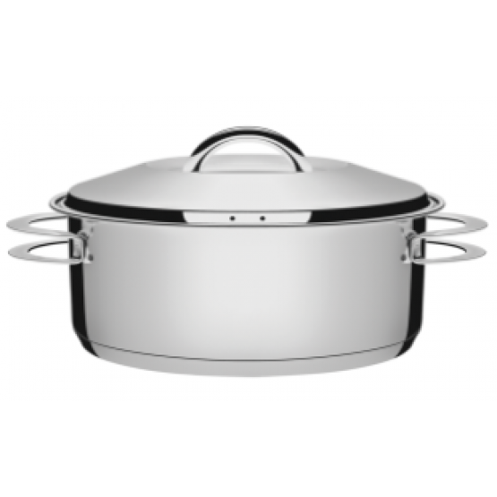 Caçarola Tramontina Rasa Solar em Aço Inox Fundo Triplo com Tampa e Alças 16 cm 1,4 L - ref 62503160