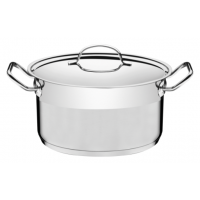 Caçarola Tramontina Professional Funda em Aço Inox Fundo Triplo com Tampa Plana Detalhe Satinado 24 cm 6,1 L - ref 62624240