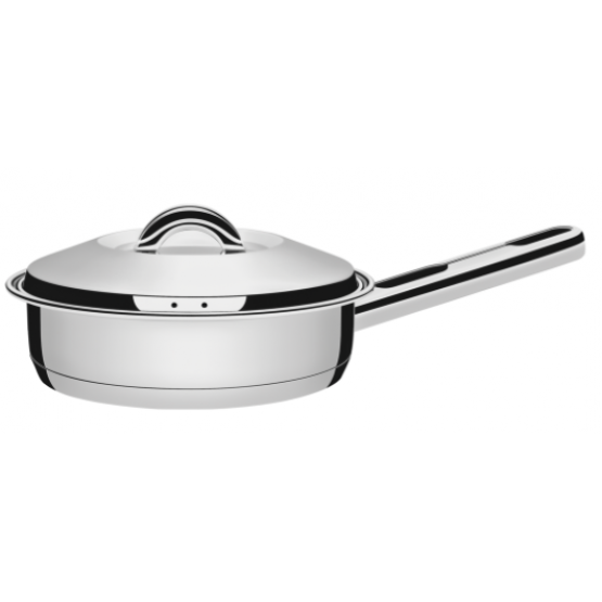 Frigideira Tramontina Solar em Aço Inox Fundo Triplo com Tampa e Cabo 24 cm 3,3 L - ref 62500240