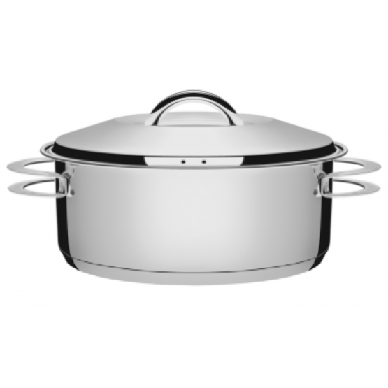 Caçarola Tramontina Solar Rasa em Aço Inox Fundo Triplo com Tampa e Alças 20 cm 2,9 L - ref 62503200