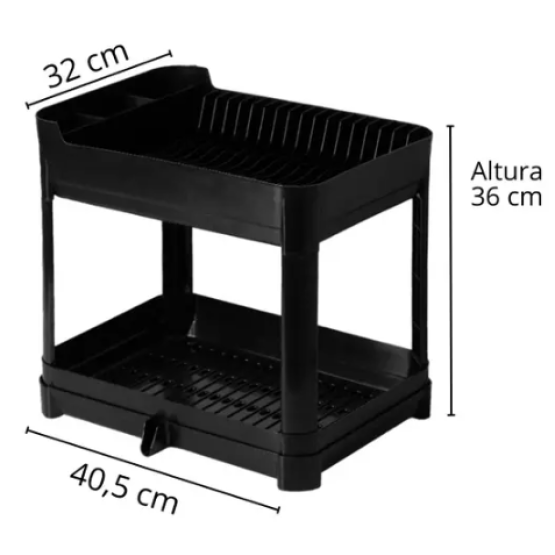Escorredor de Louças Duplo Fly Paramount 40,5 × 32 × 36,5 cm Preto - ref 4627