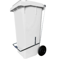 Lixeira Marfinite 120L Branca com Rodas e Pedal 