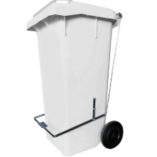 Lixeira Marfinite 120L Branca com Rodas e Pedal 