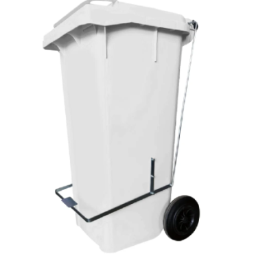 Lixeira Marfinite 120L Branca com Rodas e Pedal 