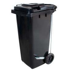 Lixeira Marfinite 120L Preto com Rodas e Pedal 
