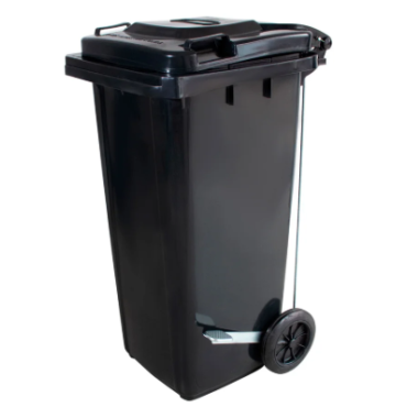 Lixeira Marfinite 120L Preto com Rodas e Pedal 