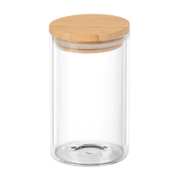 Pote Mantimento Vidro Borossilicato com Tampa em Bambu 150ml - ref 29951