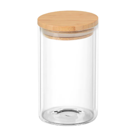 Pote Mantimento Vidro Borossilicato com Tampa em Bambu 150ml - ref 29951