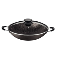 Wok Tramontina Paris em Alumínio com Revestimento Interno e Externo em Antiaderente Starflon Max Chumbo com Tampa de Vidro 36 cm 6,0 L