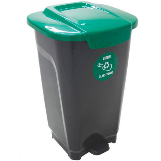 Lixeira Tramontina T-Force Coleta Seletiva Papel 50L em Polipropileno Preto e Verde- ref 92813209