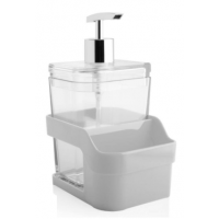 Dispenser Martiplast Detergente e Esponja Discovery Cristal e Branco - OP 590BR