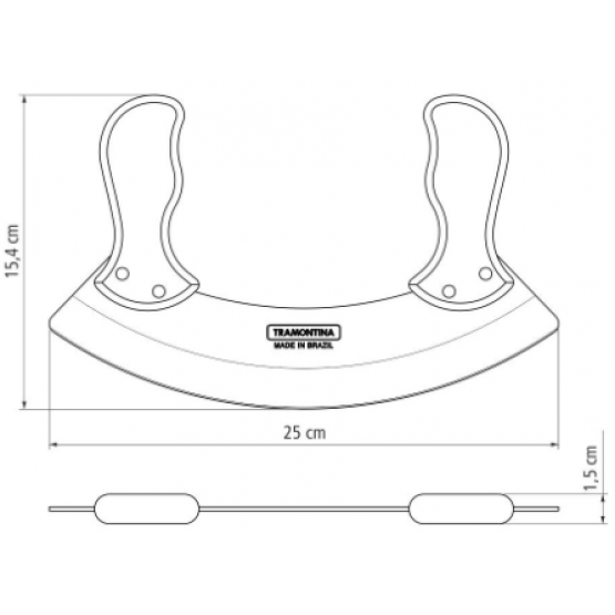 Mezzaluna Tramontina Polywood com Lâmina em Aço Inox e Cabos de Madeira Vermelho - ref 21147170