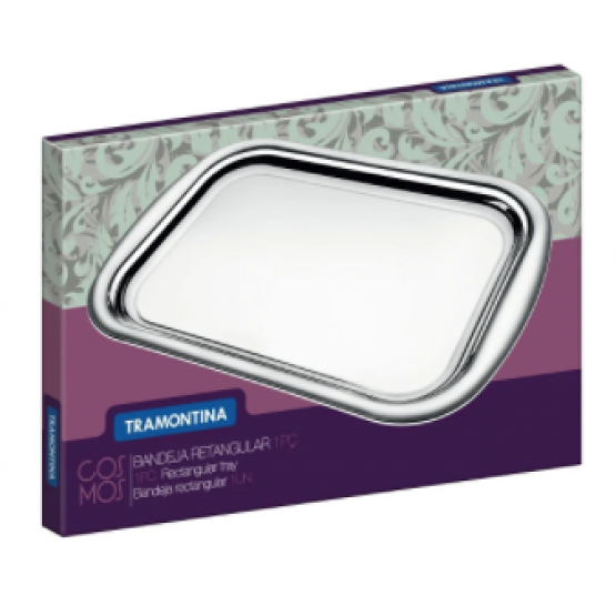 Bandeja Cosmos Retangular Tramontina Em Aço Inox 39cm - ref 61316390