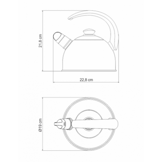 Chaleira Tramontina com Apito em Aço Inox Cabo Preto 2,1 L - ref 61483013