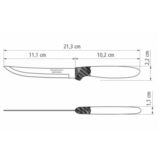 Faca para Churrasco Tramontina Ipanema com Lâmina em Aço Inox e Cabo de Polipropileno Branco