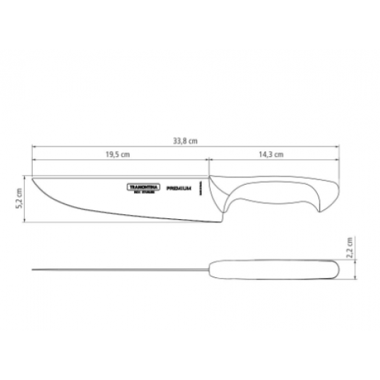 Faca para Cozinha Tramontina Premium com Lâmina em Aço Inox e Cabo de Polipropileno Branco 8