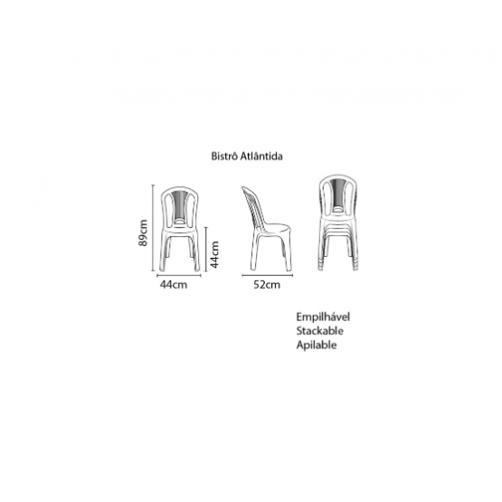 Cadeira Bistrô Tramontina Atlântida em Polipropileno Branco - ref 92013010
