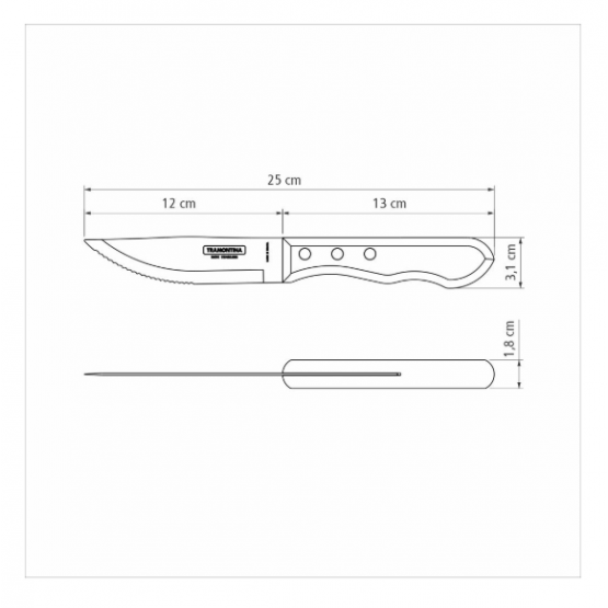 Faca para Churrasco Jumbo Tramontina com Lâmina em Aço Inox e Cabo em Madeira Polywood Vermelho 